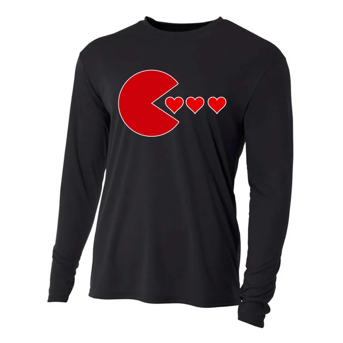 Cute Valentines Day Gamer Hear Retro Cooling Performance Long Sleeve Crew