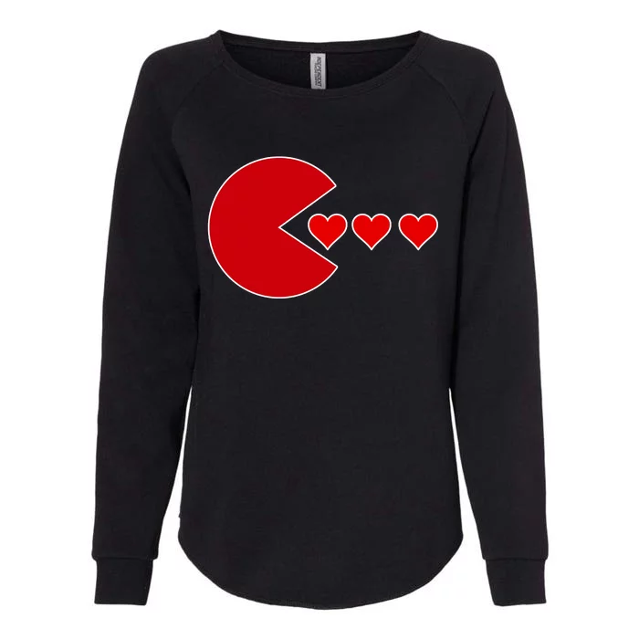 Cute Valentines Day Gamer Hear Retro Womens California Wash Sweatshirt