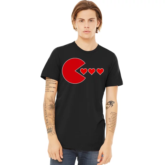 Cute Valentines Day Gamer Hear Retro Premium T-Shirt