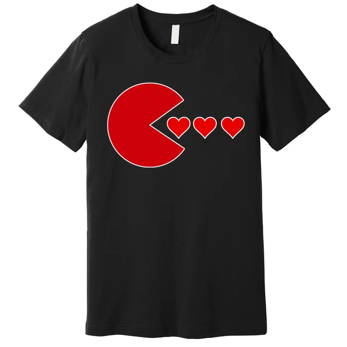 Cute Valentines Day Gamer Hear Retro Premium T-Shirt