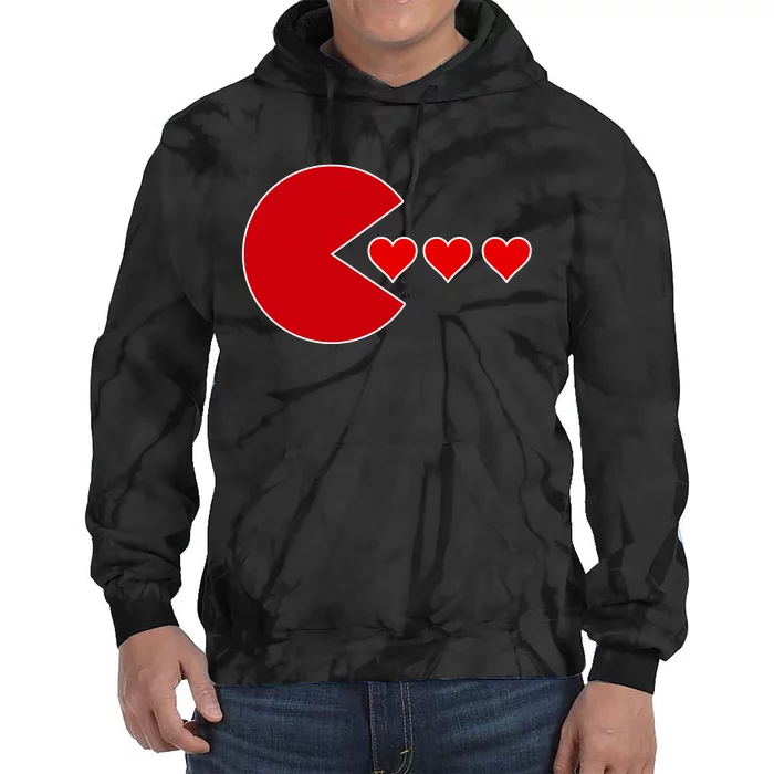 Cute Valentines Day Gamer Hear Retro Tie Dye Hoodie