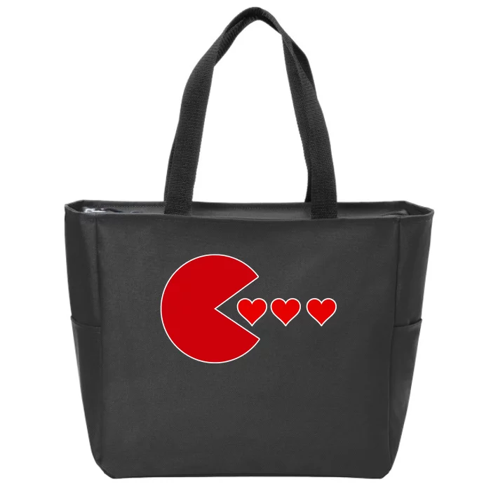 Cute Valentines Day Gamer Hear Retro Zip Tote Bag