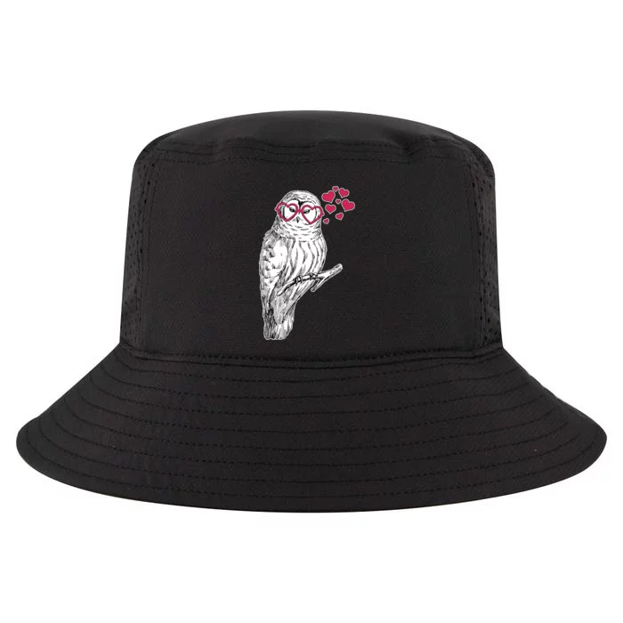 Cute Valentine's Day Heart Glasses Owl Love Cool Comfort Performance Bucket Hat