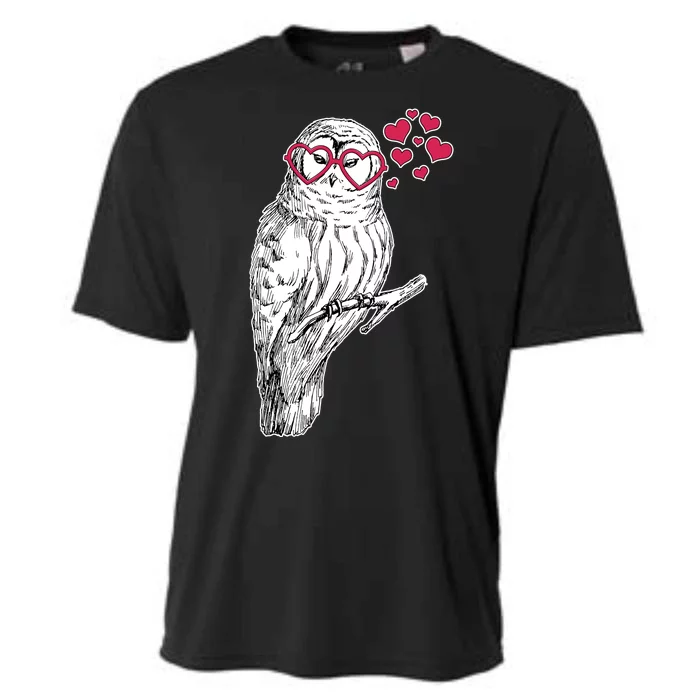 Cute Valentine's Day Heart Glasses Owl Love Cooling Performance Crew T-Shirt