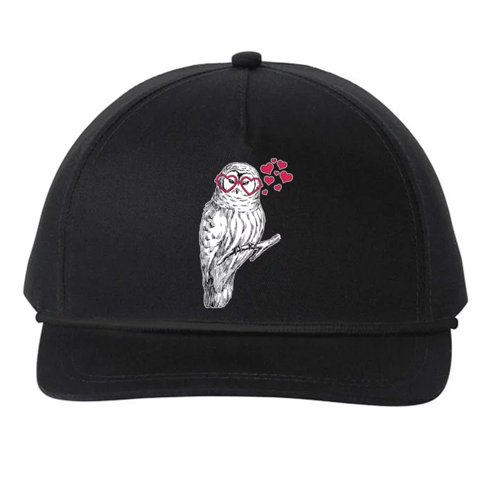 Cute Valentine's Day Heart Glasses Owl Love Snapback Five-Panel Rope Hat