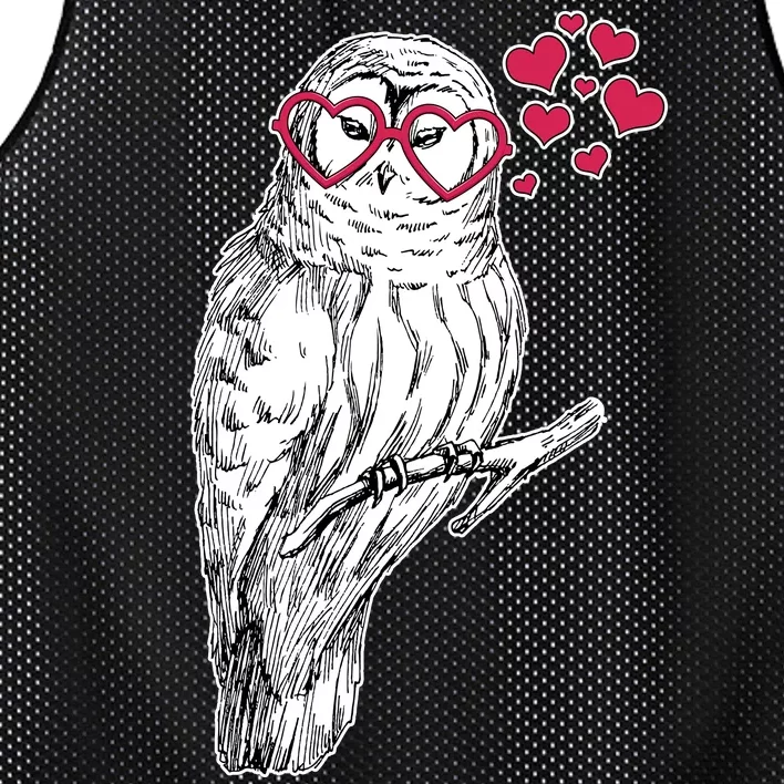 Cute Valentine's Day Heart Glasses Owl Love Mesh Reversible Basketball Jersey Tank