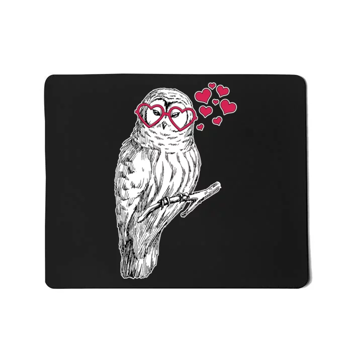 Cute Valentine's Day Heart Glasses Owl Love Mousepad