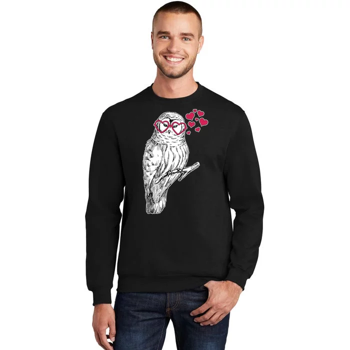 Cute Valentine's Day Heart Glasses Owl Love Tall Sweatshirt