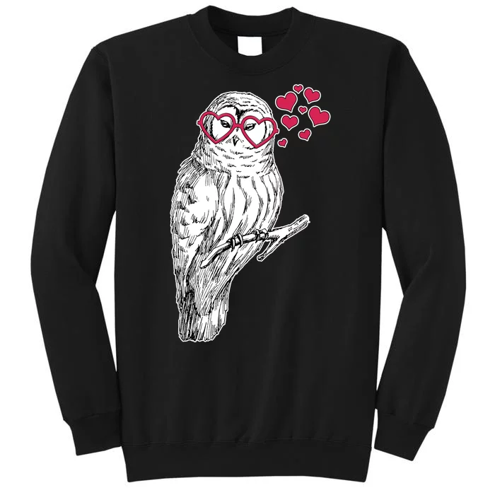 Cute Valentine's Day Heart Glasses Owl Love Tall Sweatshirt