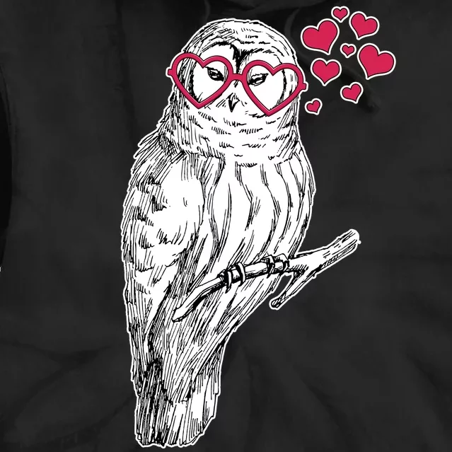 Cute Valentine's Day Heart Glasses Owl Love Tie Dye Hoodie