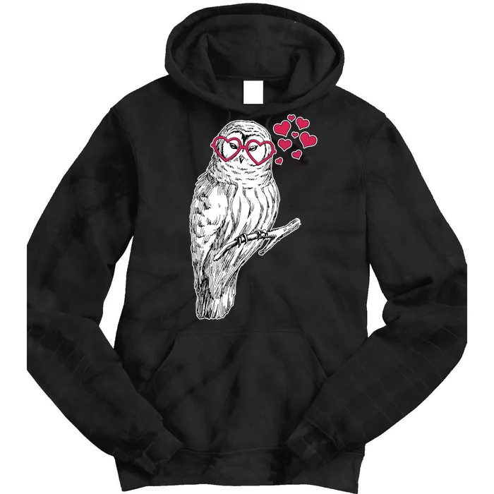 Cute Valentine's Day Heart Glasses Owl Love Tie Dye Hoodie