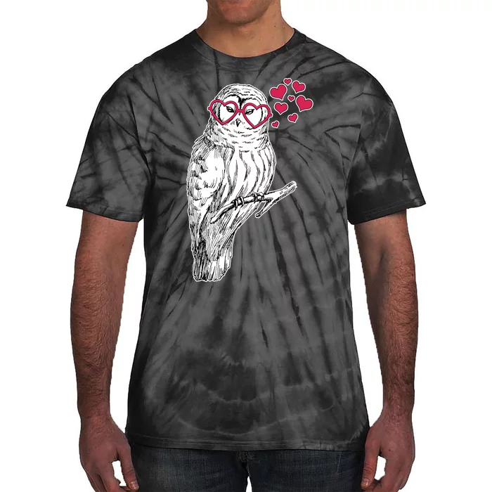 Cute Valentine's Day Heart Glasses Owl Love Tie-Dye T-Shirt