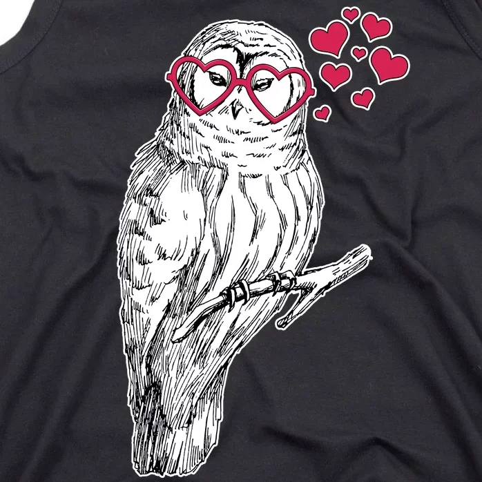 Cute Valentine's Day Heart Glasses Owl Love Tank Top