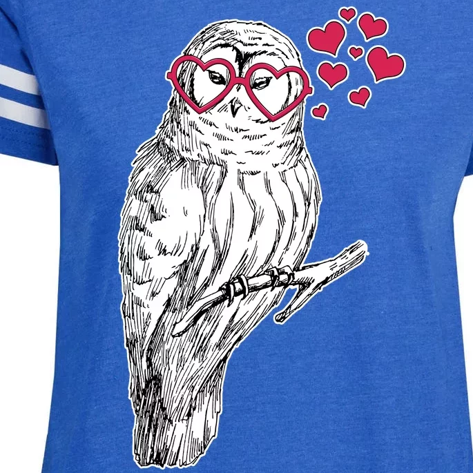 Cute Valentine's Day Heart Glasses Owl Love Enza Ladies Jersey Football T-Shirt