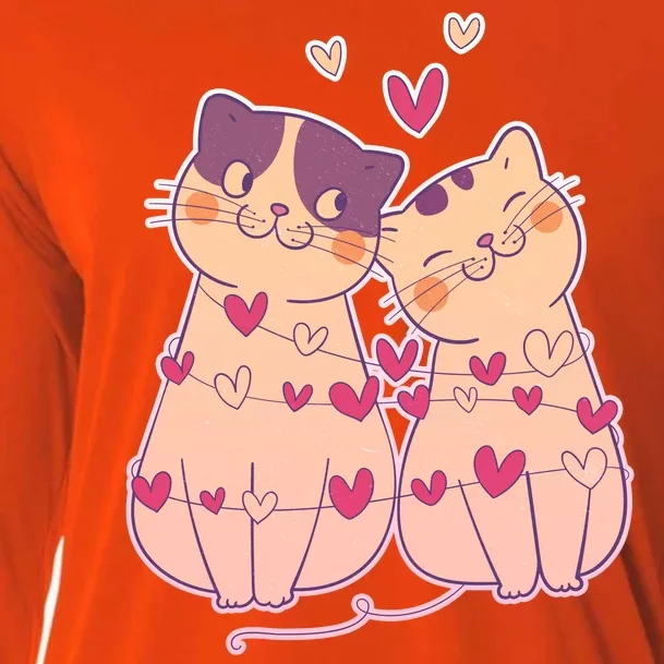 Cute Valentine's Day Kitties Cooling Performance Long Sleeve Crew