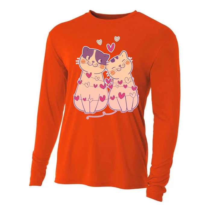 Cute Valentine's Day Kitties Cooling Performance Long Sleeve Crew