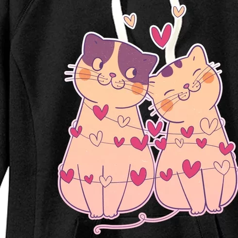 Cute Valentine's Day Kitties Women's Fleece Hoodie