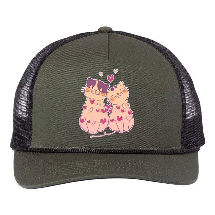 Cute Valentine's Day Kitties Retro Rope Trucker Hat Cap