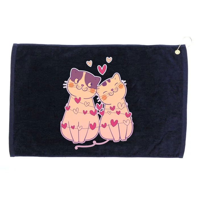 Cute Valentine's Day Kitties Grommeted Golf Towel