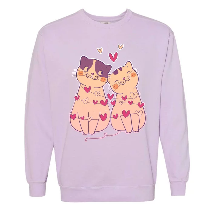 Cute Valentine's Day Kitties Garment-Dyed Sweatshirt