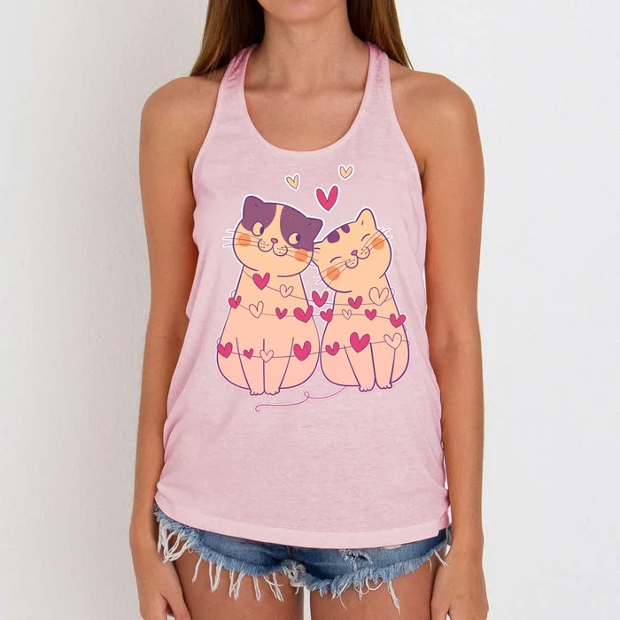 Cute Valentine's Day Kitties Women's Knotted Racerback Tank