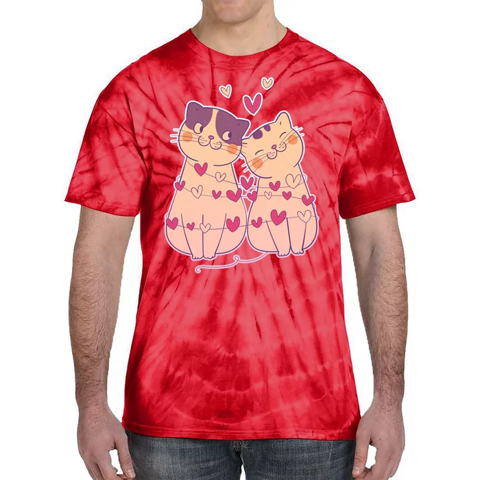 Cute Valentine's Day Kitties Tie-Dye T-Shirt