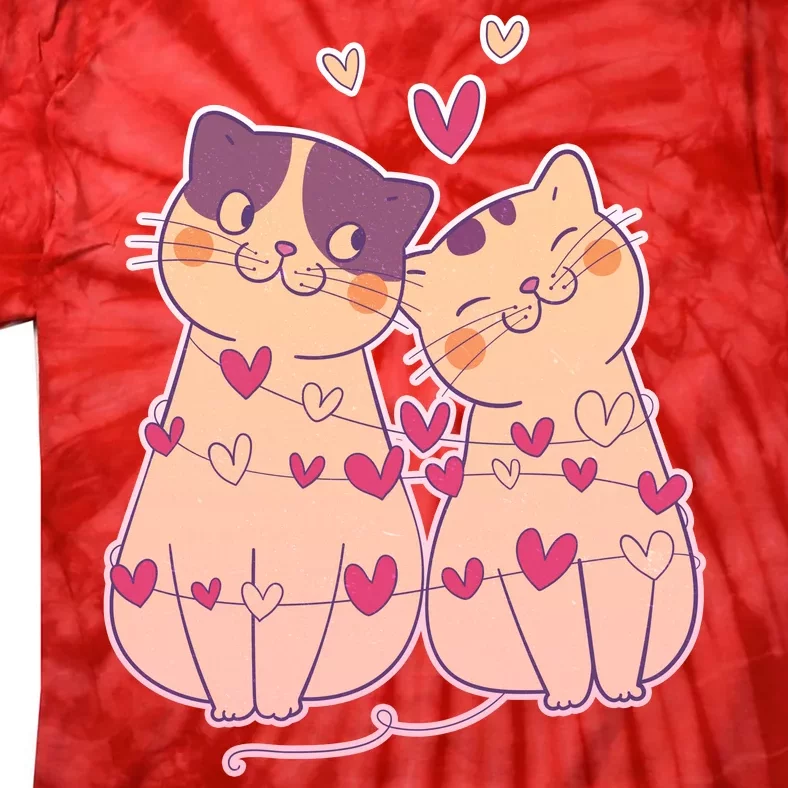 Cute Valentine's Day Kitties Tie-Dye T-Shirt