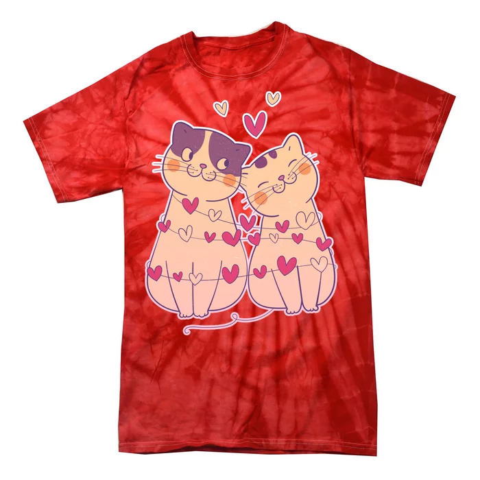 Cute Valentine's Day Kitties Tie-Dye T-Shirt