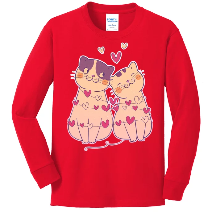 Cute Valentine's Day Kitties Kids Long Sleeve Shirt