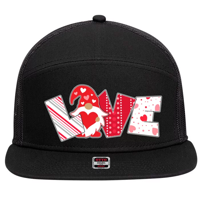 Cute Valentine's Day Love Gnome 7 Panel Mesh Trucker Snapback Hat