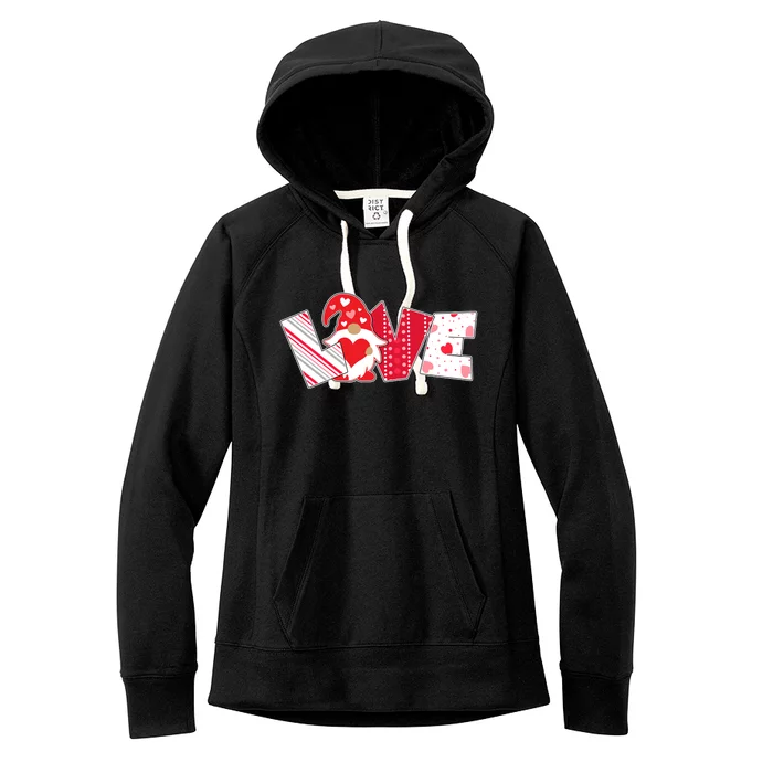 Cute Valentine's Day Love Gnome Women's Fleece Hoodie