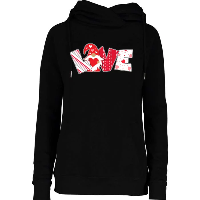 Cute Valentine's Day Love Gnome Womens Funnel Neck Pullover Hood