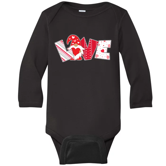 Cute Valentine's Day Love Gnome Baby Long Sleeve Bodysuit