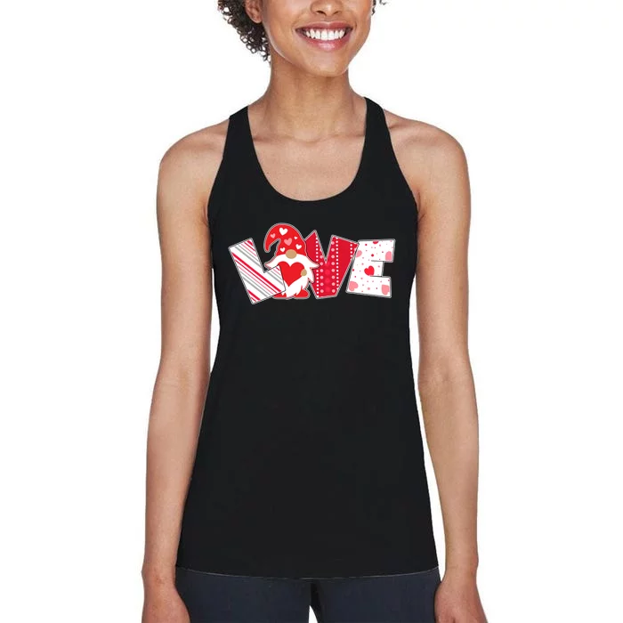 Cute Valentine's Day Love Gnome Women's Racerback Tank