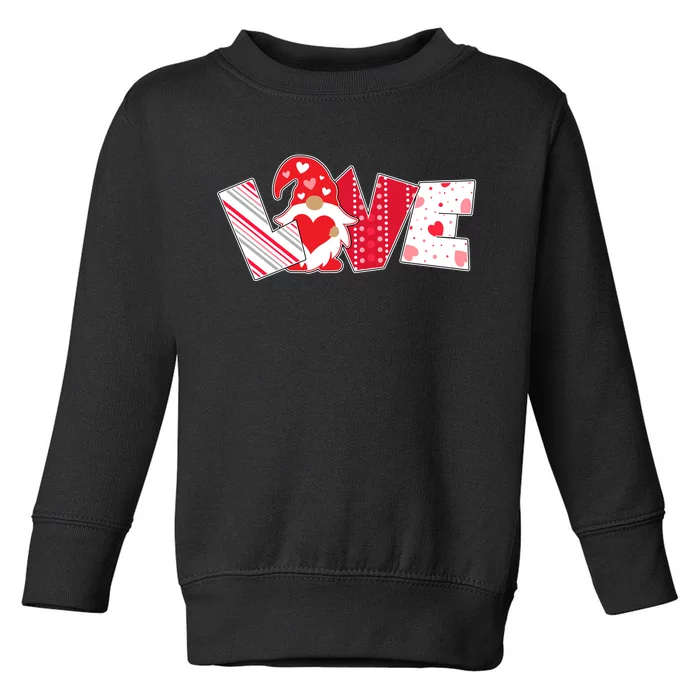 Cute Valentine's Day Love Gnome Toddler Sweatshirt