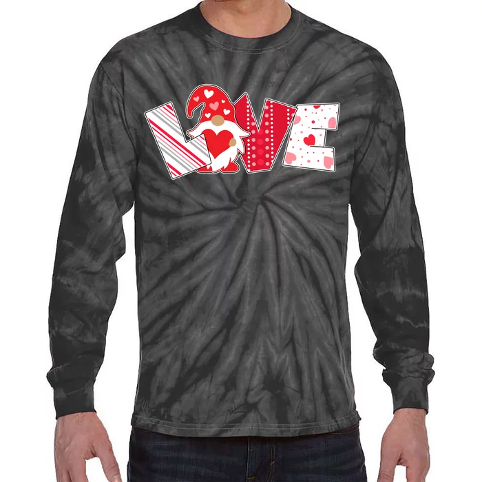 Cute Valentine's Day Love Gnome Tie-Dye Long Sleeve Shirt