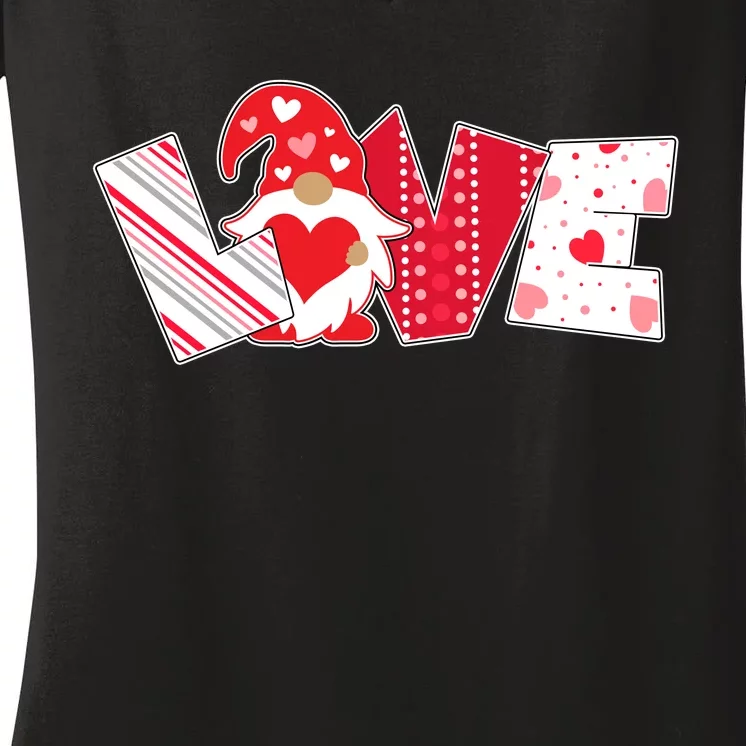 Cute Valentine's Day Love Gnome Women's V-Neck T-Shirt