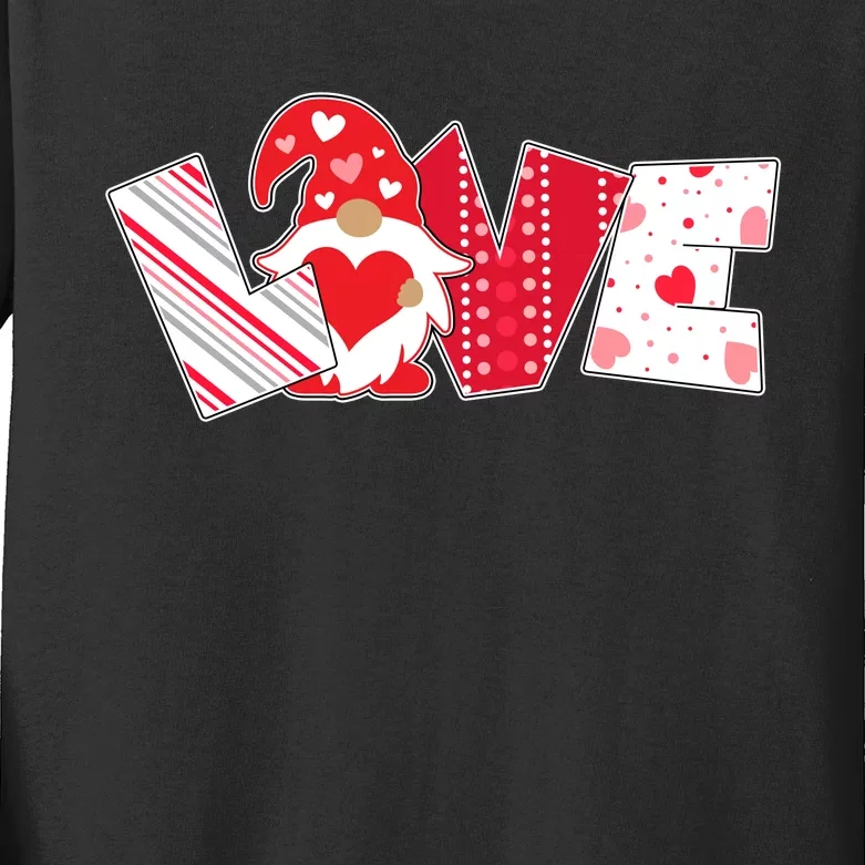 Cute Valentine's Day Love Gnome Kids Long Sleeve Shirt