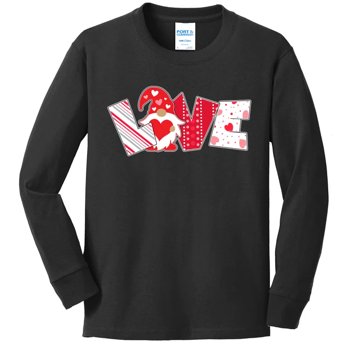 Cute Valentine's Day Love Gnome Kids Long Sleeve Shirt