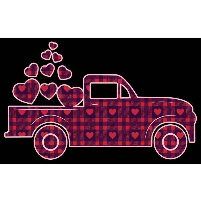 Cute Valentine's Day Plaid Pickup Truck With Hearts Bumper Sticker