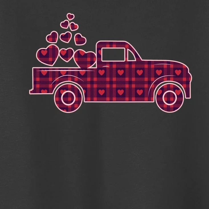 Cute Valentine's Day Plaid Pickup Truck With Hearts Toddler T-Shirt