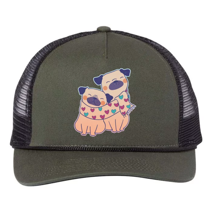 Cute Valentine's Day Puppies Retro Rope Trucker Hat Cap