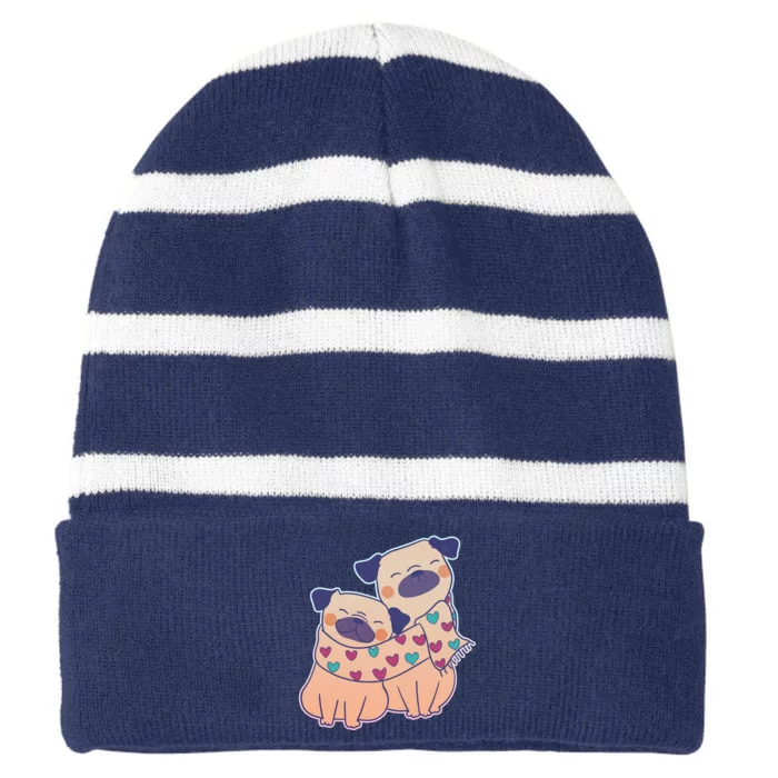 Cute Valentine's Day Puppies Striped Beanie with Solid Band