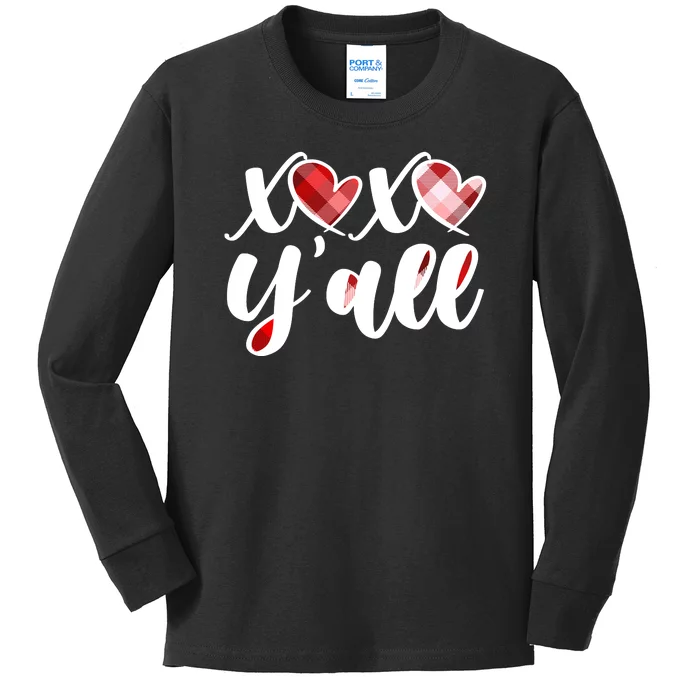 Cute Valentine's Day XOXO Y'all Kids Long Sleeve Shirt