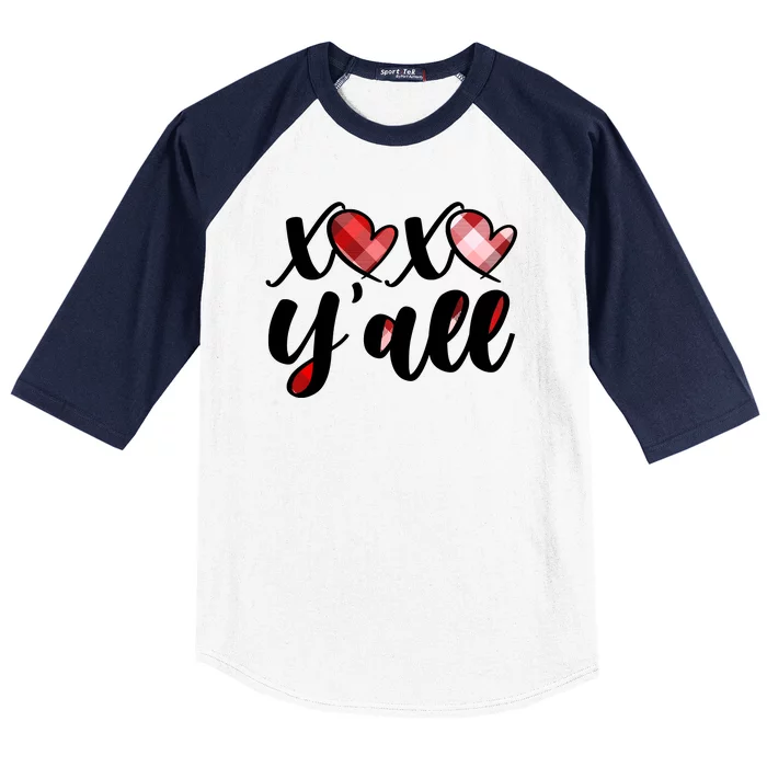 Cute Valentine's Day XOXO Y'all Baseball Sleeve Shirt