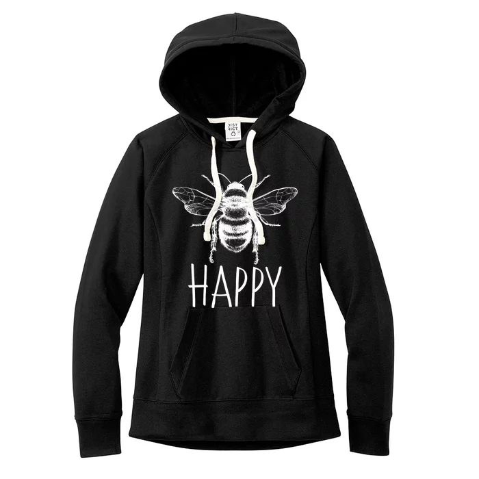 Cute Vintage Bee Happy Women's Fleece Hoodie