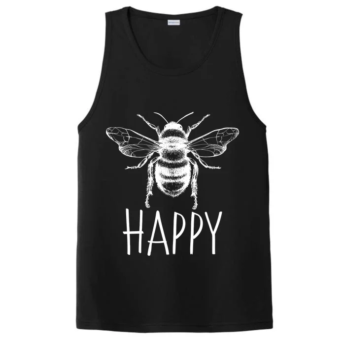 Cute Vintage Bee Happy Performance Tank