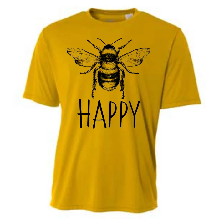 Cute Vintage Bee Happy Cooling Performance Crew T-Shirt