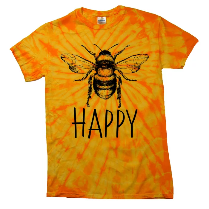 Cute Vintage Bee Happy Tie-Dye T-Shirt