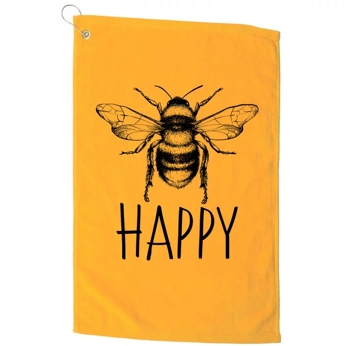 Cute Vintage Bee Happy Platinum Collection Golf Towel